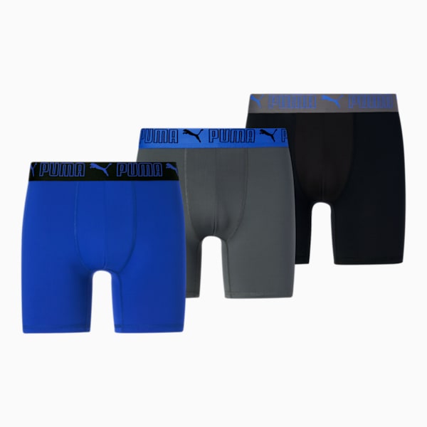 Men's Training Boxer Briefs [3 Pack], BLACK / BLUE, extralarge
